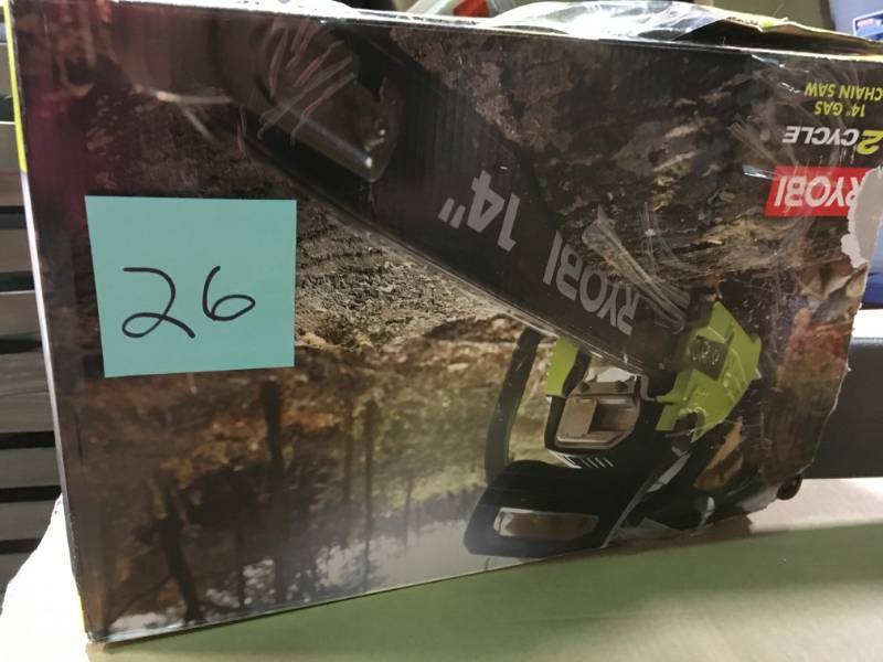 lot 26 image: RYOBI 14 in. 37cc 2-Cycle Gas Chainsaw in good condition