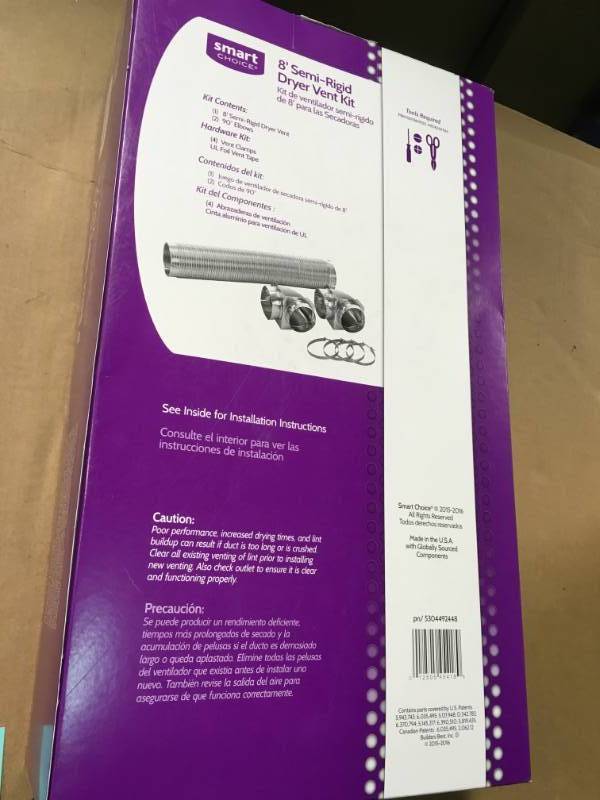 lot 40 image: Smart Choice 8 ft. Semi-Rigid Dryer Vent Kit with Close Elbows