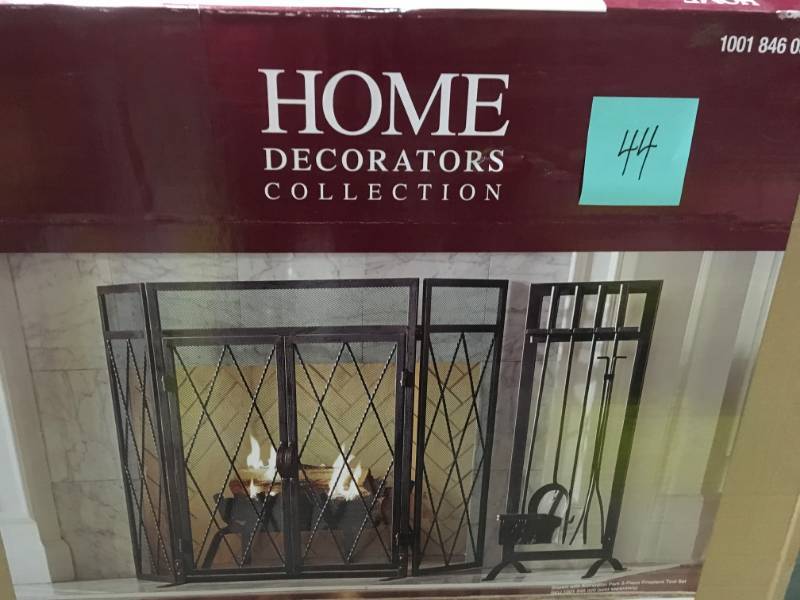 lot 44 image: Home Decorators Collection Kempston Park Oil Rubbed Bronze 3-Panel 50 in. Fireplace Screen with Doors in good condition