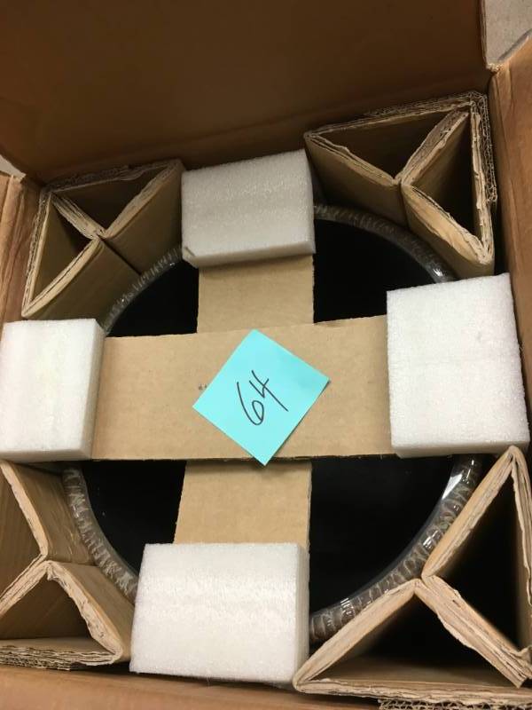 lot 64 image: 13.5 in. D White Washed Brown Composite Round Nesting Faux Woven Pot 5 PACK in good condition