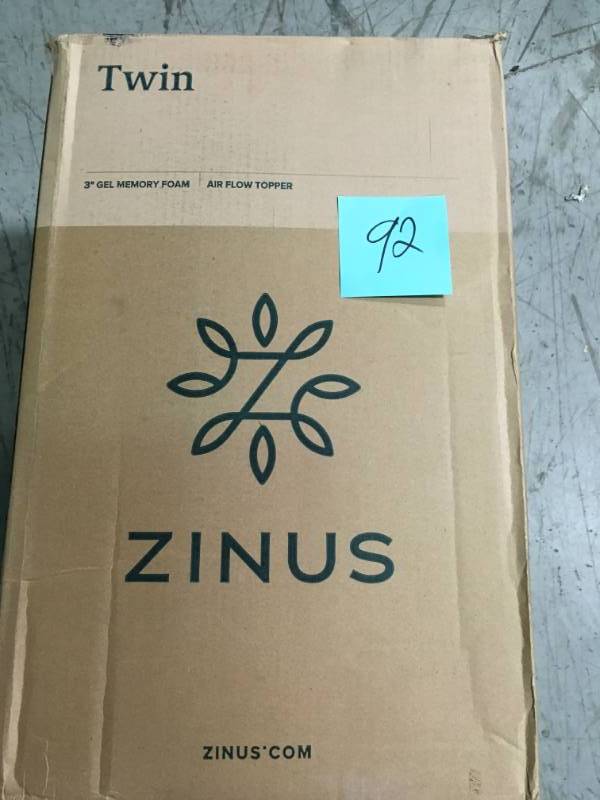 lot 92 image: Zinus 1.5 Inch Swirl Gel Memory Foam Air Flow T not used