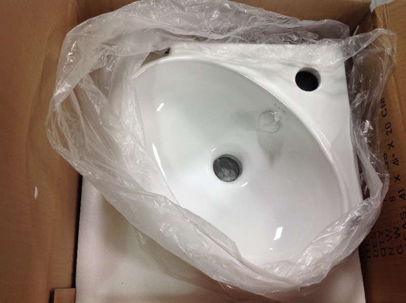 Elanti Wall-Mounted Corner Bathroom Sink in White in good conditions