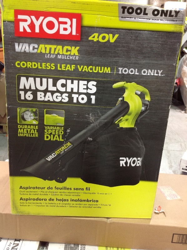 RYOBI 40-Volt Lithium-Ion Cordless Leaf VacuumMulcher- Battery and Charger Not Included in good conditions