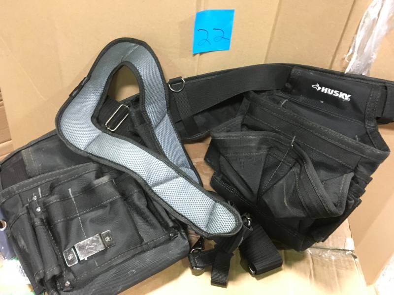 Husky 13-Pocket Black Electrician Tool Belt with Suspdenders in good condition
