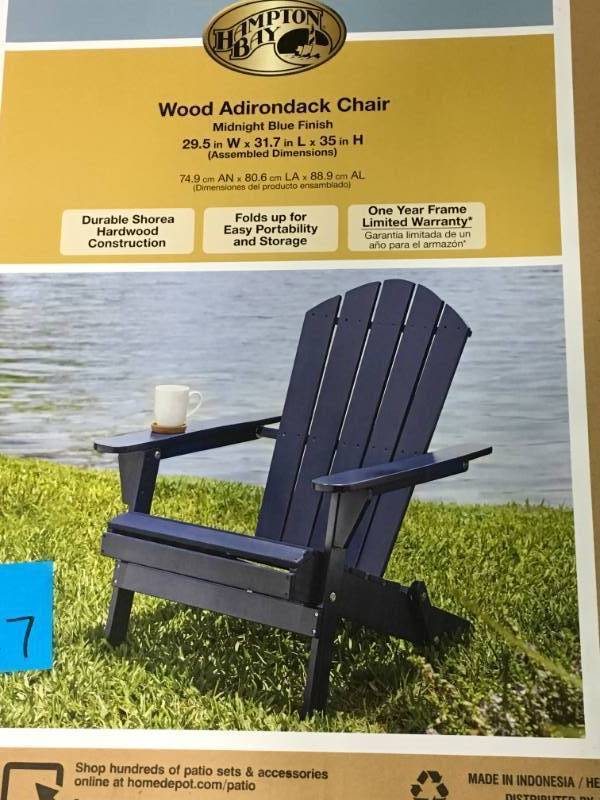 Hampton Bay Midnight Folding Wood Adirondack Chair in good condition