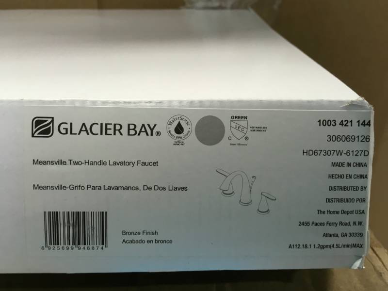 Glacier Bay Meansville 8 in. Widespread 2-Handle High-Arc Bathroom Faucet in Bronze in good condition
