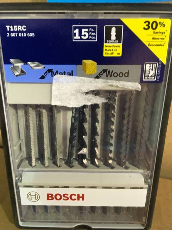 Bosch Multi-Purpose Steel T-Shank Jig Saw Blades Set for Cutting Wood and Metal (15-Pack) not used
