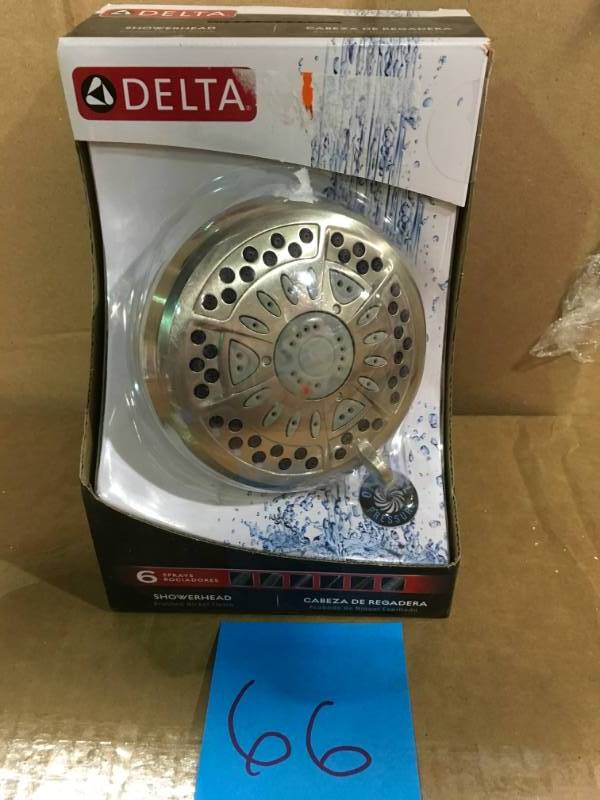 Delta 6-Spray 4.38 in. Fixed Shower Head in Brushed Nickel in good condition