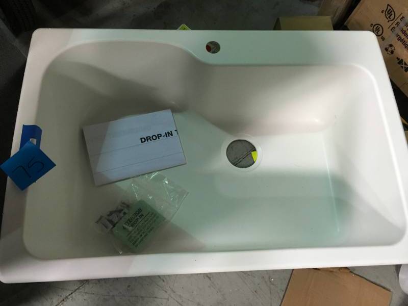 Swan Drop-InUndermount Solid Surface 33 in. 1-Hole Single Bowl Kitchen Sink in White in good condition