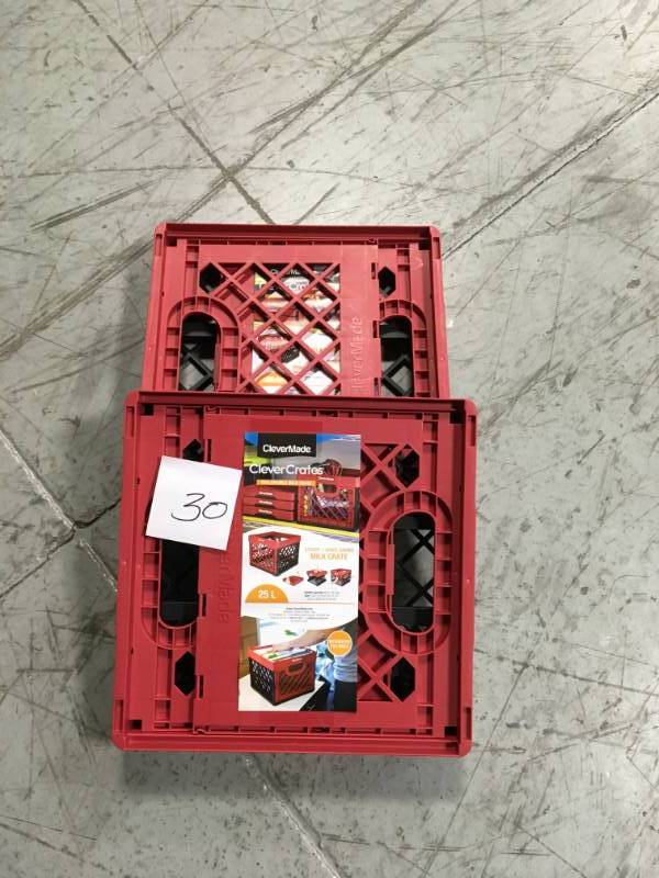 CleverMade Collapsible Milk Crate - Stackable Collapsible Storage BinContainerUtility Tote, 25 Liters, Red in good condition