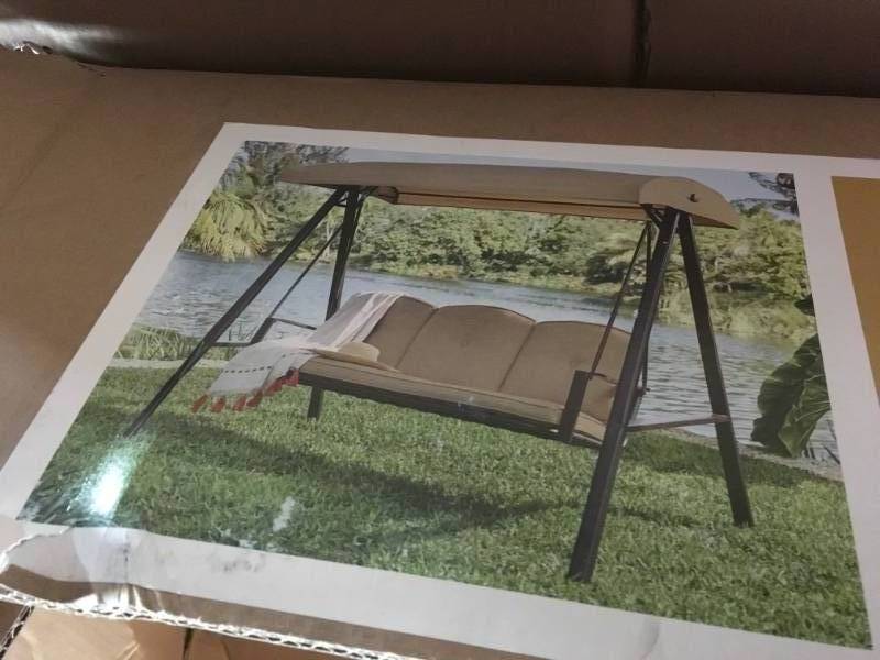 Hampton Bay Cunningham 3-Person Metal Outdoor Swing with Canopy in good condition