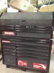 Husky Industrial 52 in. W x 21.7 in. D 15-Drawer Tool Chest and Rolling Cabinet Combo in Matte Black used whit scratches and dents door are open but no key to locks in good condition