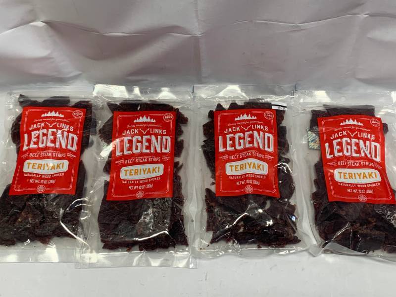 lot 6 image: Lot of 4 Jack Link 10oz Bag Legends Teriyaki Beef Jerky (fresh in date)