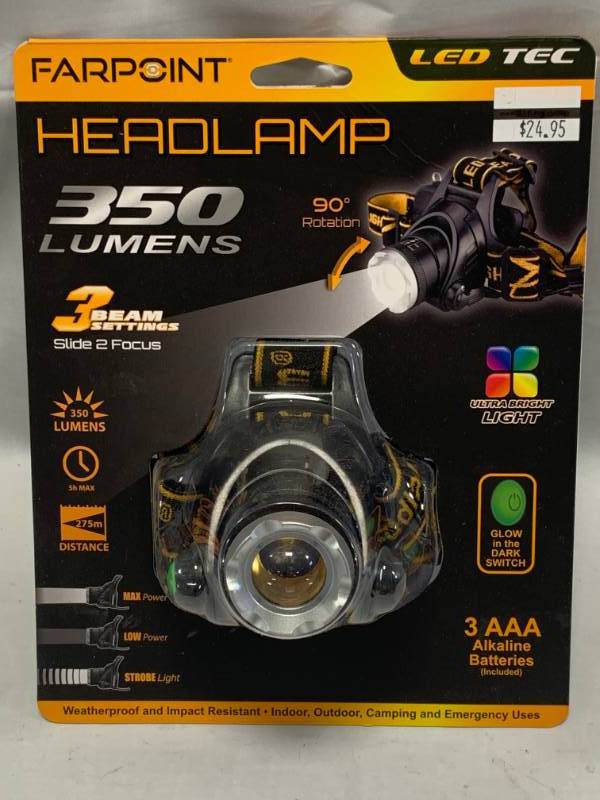 lot 7 image: Farpoint 350 Lumen Headlamp (batteries included)