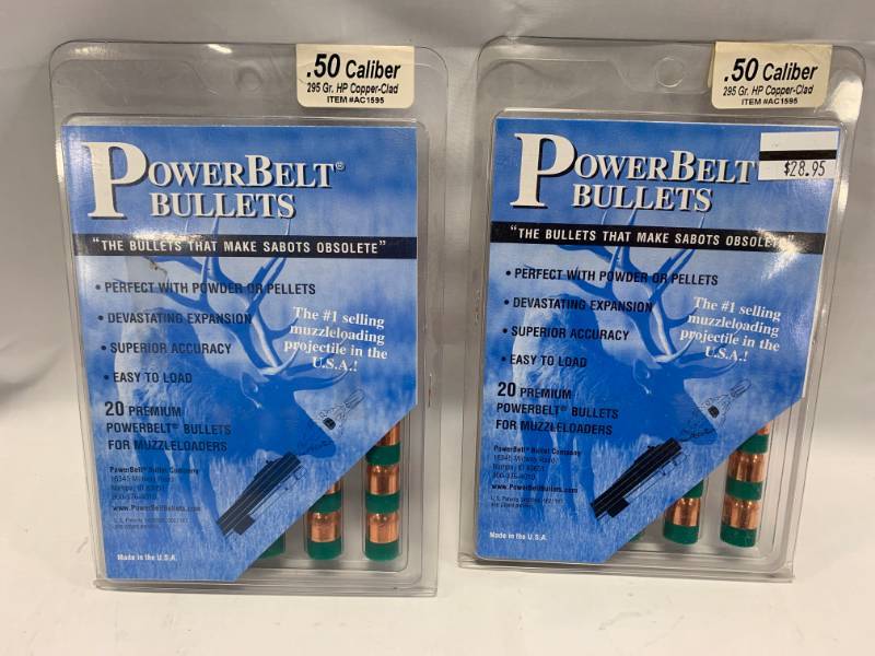 lot 22 image: Lot of 40 Powerbelt .50 Caliber Bullets for Muzzeloaders
