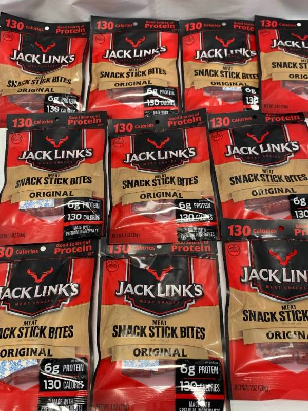 lot 90 image: Lot of 10 Bags Jack Link Meat Stick Bites Fresh