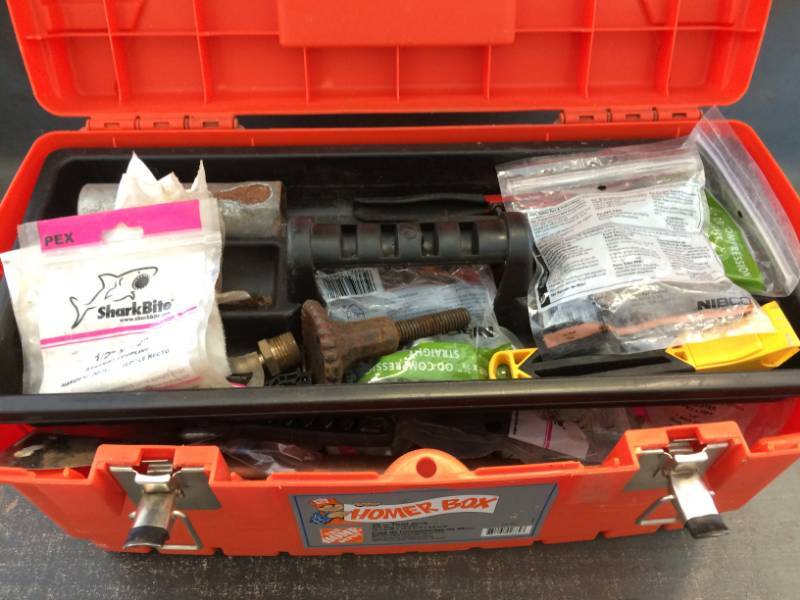 lot 20 image: Toolbox with Plumbing Parts and Tools