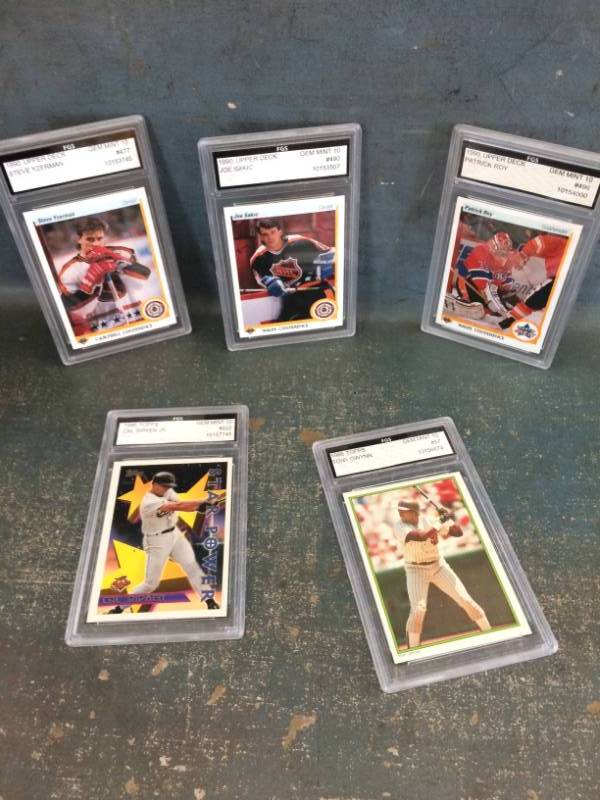 lot 57 image: 5 Graded and Slabbed Sports All star Cards, Gwynn, Ripken Jr, Yzerman and More