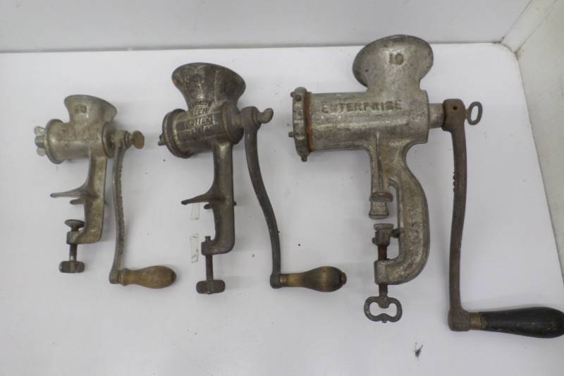lot 67 image: 3 Vintage Meat Grinders-Enterprise 10, Keen Kutter KK 22 12 and Climax 50