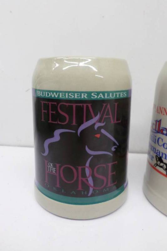 lot 92 image: 5 Steins-3 Budwesider, 2 Michelob