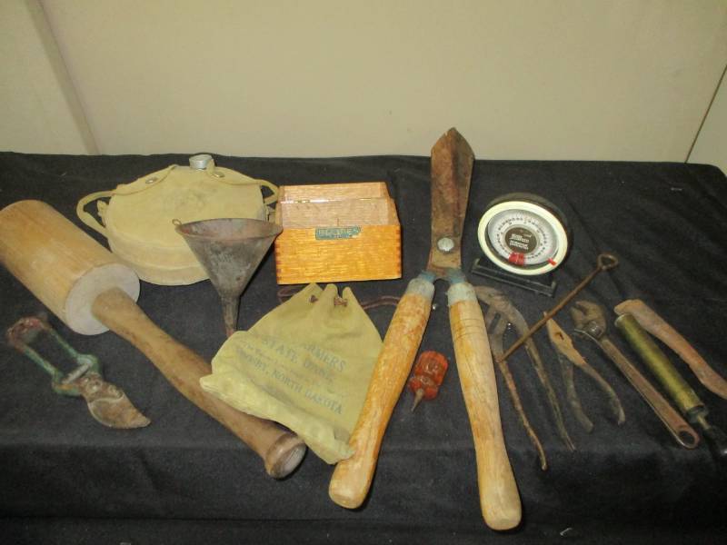 lot 47 image: Cantene, Large Wooden Masher, Tools, Protractor and more