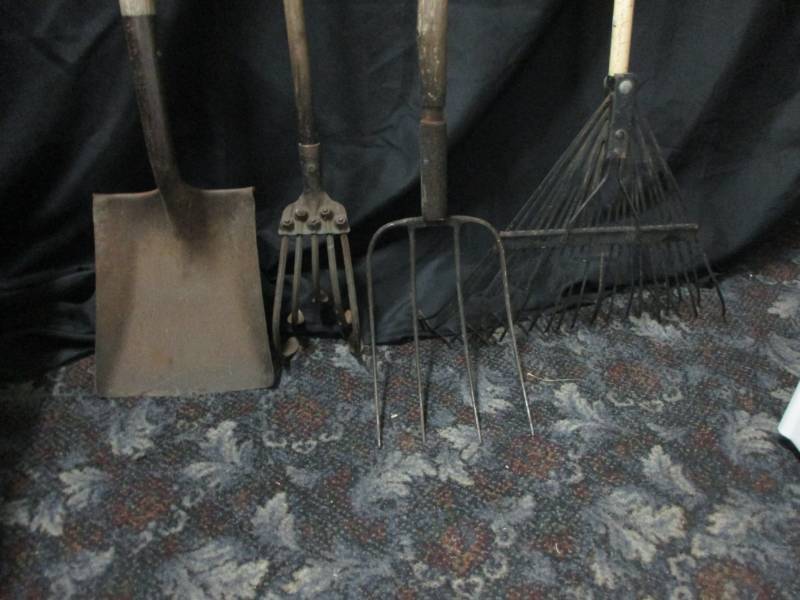 lot 124 image: Rake, Cultivator, Shovel and Fork