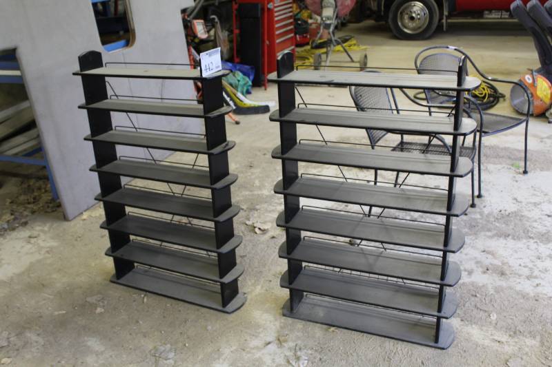 lot 442 image: Lot of (2) 8-Tier Wall-Mount Display Shelves