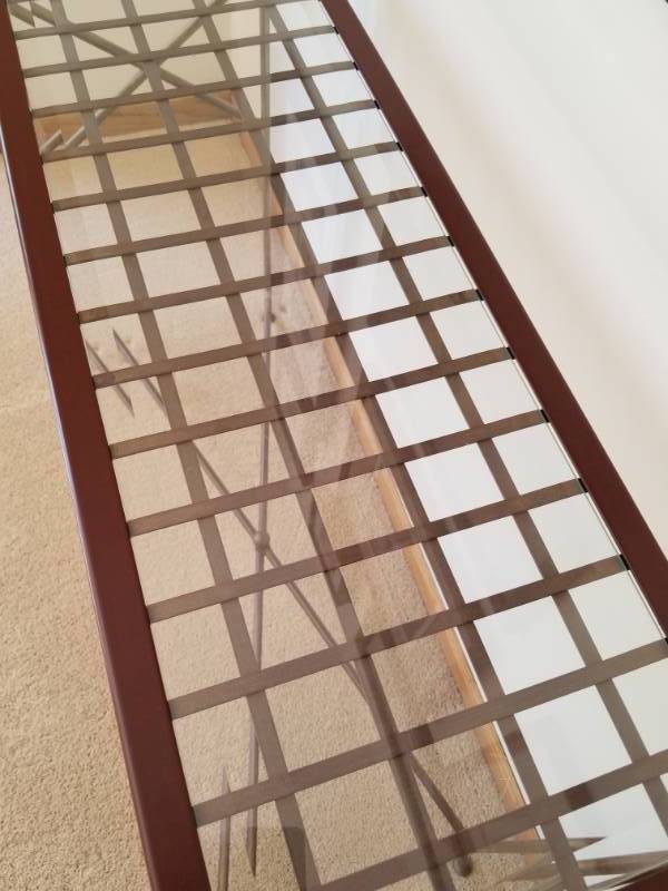 lot 34 image: Iron and Glass Library Sofa Table