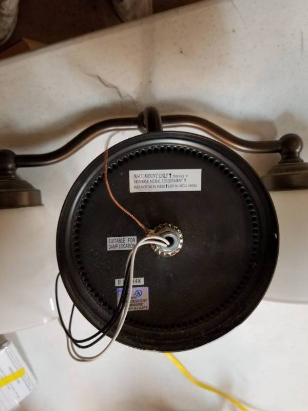 lot 78 image: Wall Mounted Light Fixture with Milk Glass Dome Shades