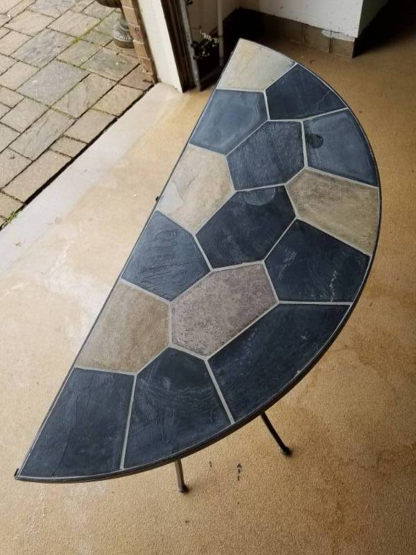 lot 50 image: Demi-Lune Stone Outdoor Table