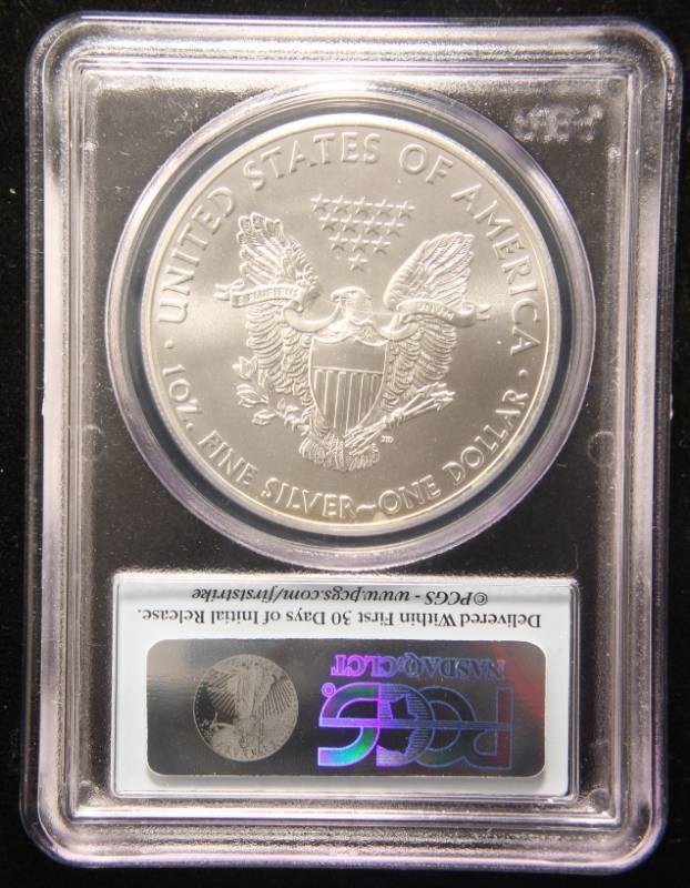 2012(W) AMERICAN SILVER EAGLE 1 TROY OZ. .999 FINE SILVER MS70 PCGS FIRSTSTRIKE