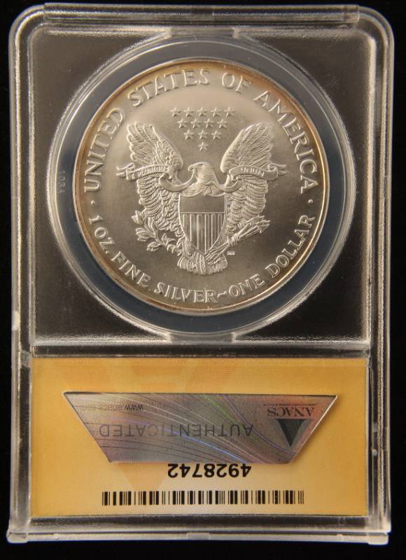 1999 AMERICAN SILVER EAGLE 1 TROY OZ. .999 FINE SILVER MS68 ANACS