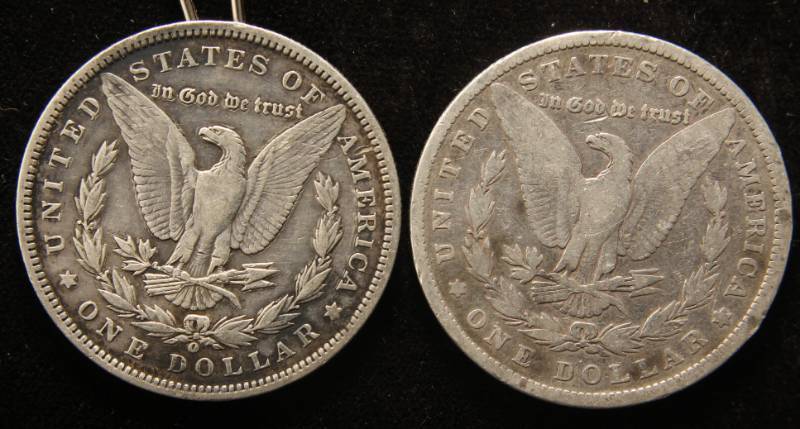 2 MORGAN SILVER DOLLARS 1879 1891-O