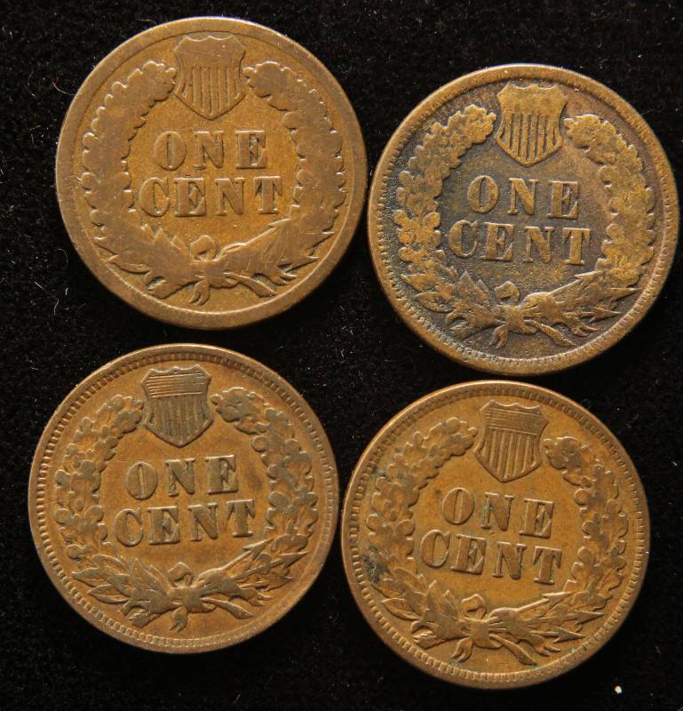 4 INDIAN HEAD CENTS 1893 1896 1900 1906