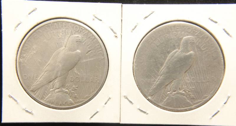 2 PEACE SILVER DOLLARS 1922-S 1923-S