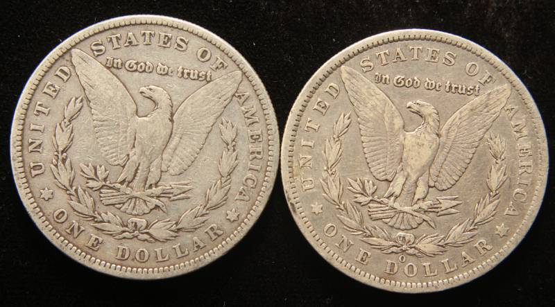 2 MORGAN SILVER DOLLARS 1880 1884-O