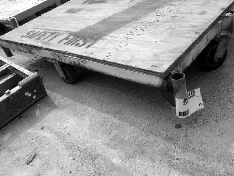 lot 52 image: Rolling Cart, Metal Frame, Wooden Top