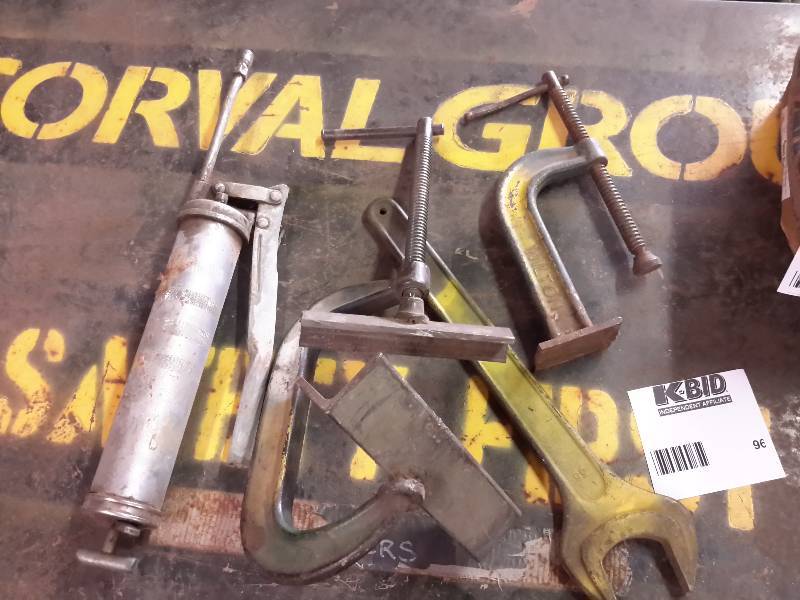 lot 96 image: Miscellaneous Clamps and Grease Gun