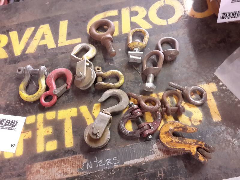 lot 97 image: Heavy Duty Hooks and U Bolts, Cleviss, eye Hooks.  Please See Close-Ups