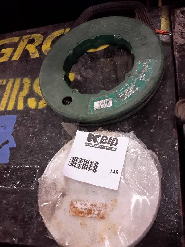 lot 149 image: High Temperature Rope 100, 1 Roll of Steel Fish Tape 200