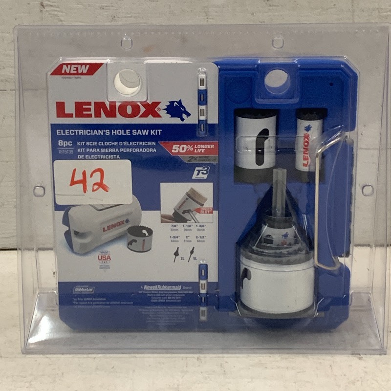lot 42 image: Lenox 8pc Electrician Hole Saw Kit,...