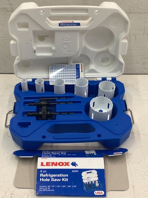 lot 44 image: Lenox 9pc Refrigeration Hole Saw Ki...