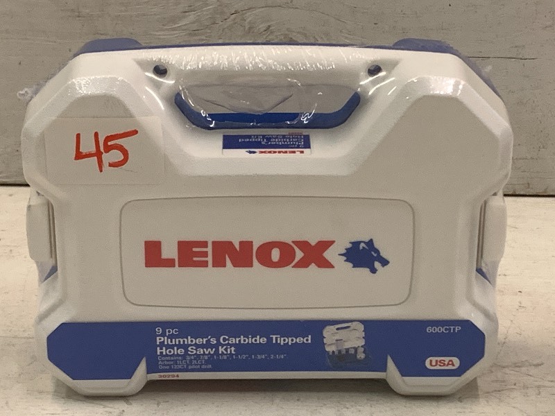 lot 45 image: Lenox 9pc Plumbers Carbide Tipped H...