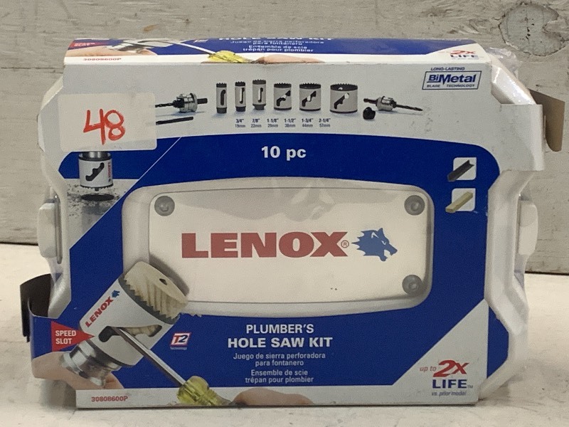 lot 48 image: Lenox 10pc Plumbers Hole Saw Kit, N...
