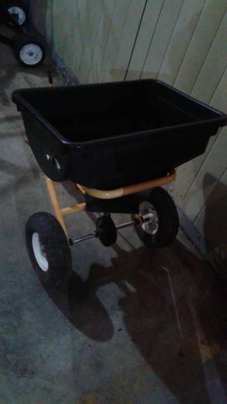 lot 19 image: Towing Seed Spreader, Used, Some Wear, Works