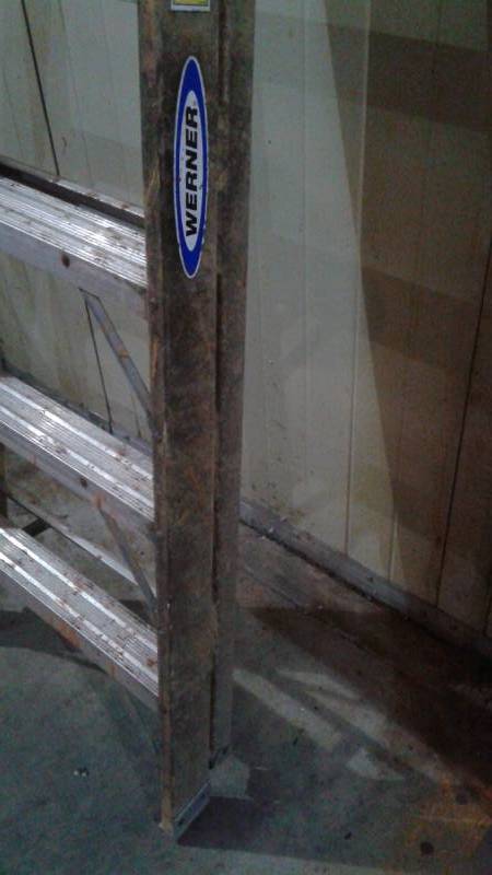lot 21 image: Werner 8 Fiberglass Folding Ladder, Used, Shows Wear