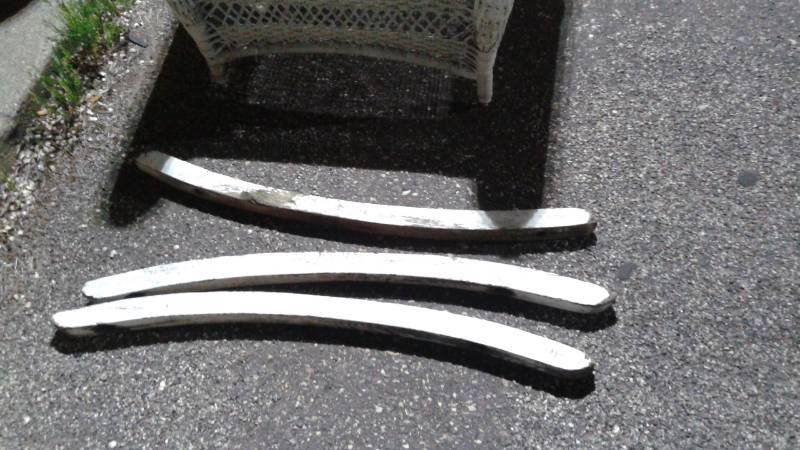 lot 62 image: Pair Of Wicker Patio Chairs And Table, Used, Show Wear, Need Some Restoration