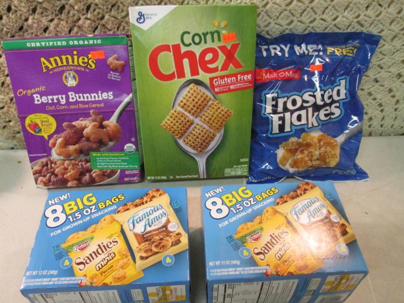 lot 211 image: Assorted Cereal and Cookies Best by...