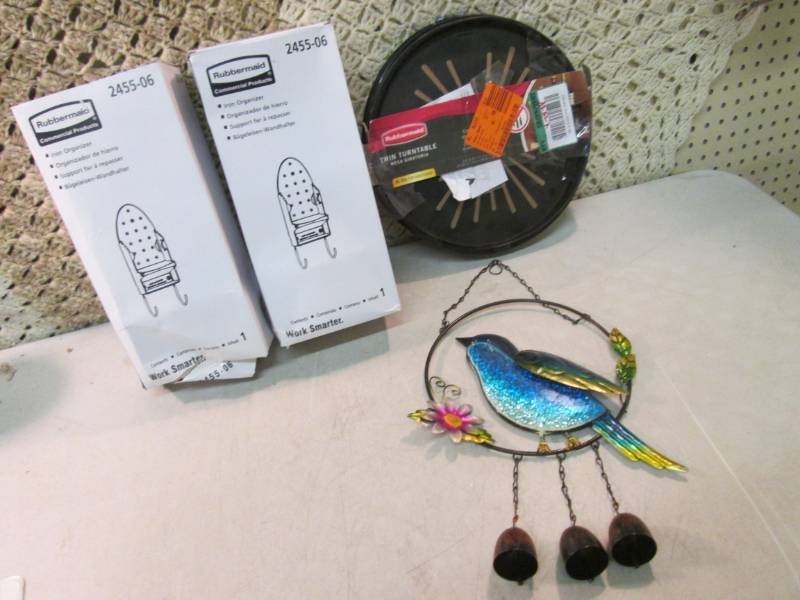 lot 230 image: Hanging Metal Bird with Bells Decor...
