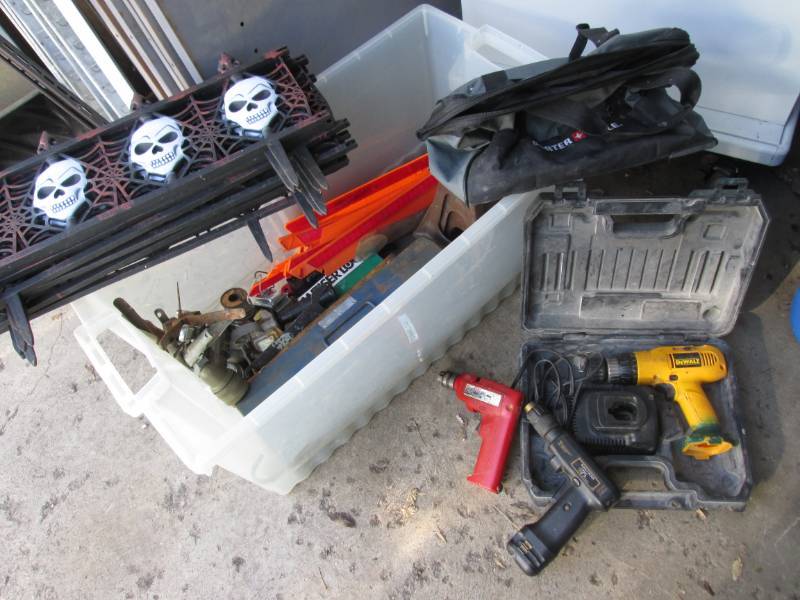 lot 250 image: Tote Full of Misc Hand Tools Drills...